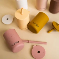 Kids Drinkware|Sippy Cups + Straw Cups-Minika Straw Cup with Lid