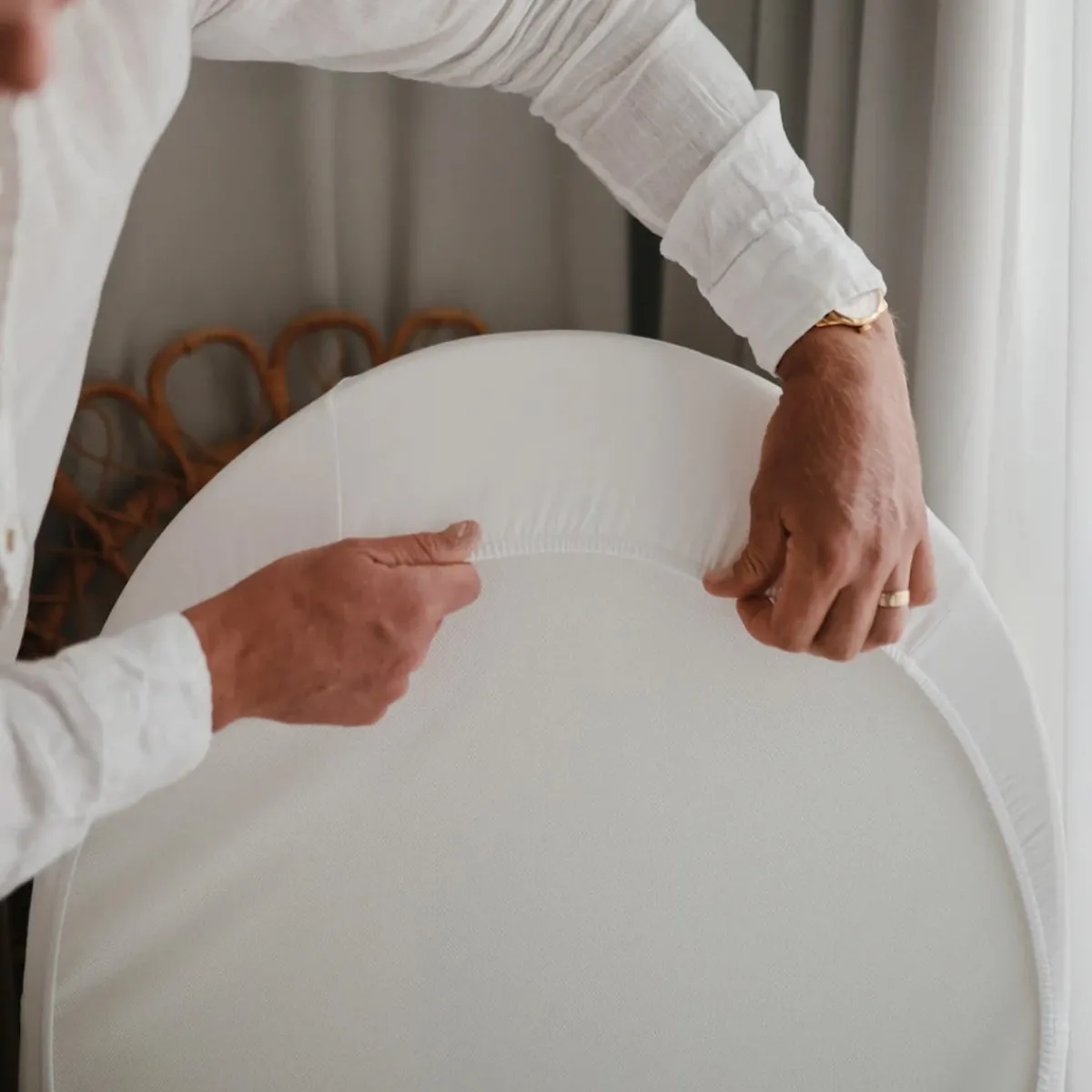Oval Crib Bedding|Bassinet Sheets-Mushie Stretchy Bassinet Sheet