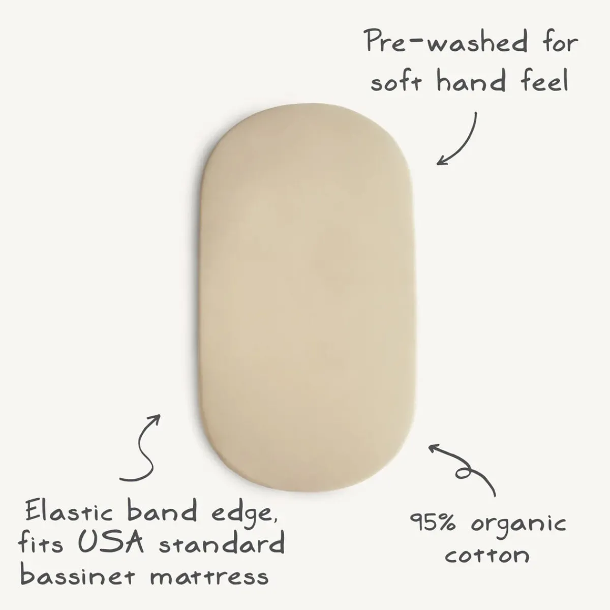 Oval Crib Bedding|Bassinet Sheets-Mushie Stretchy Bassinet Sheet