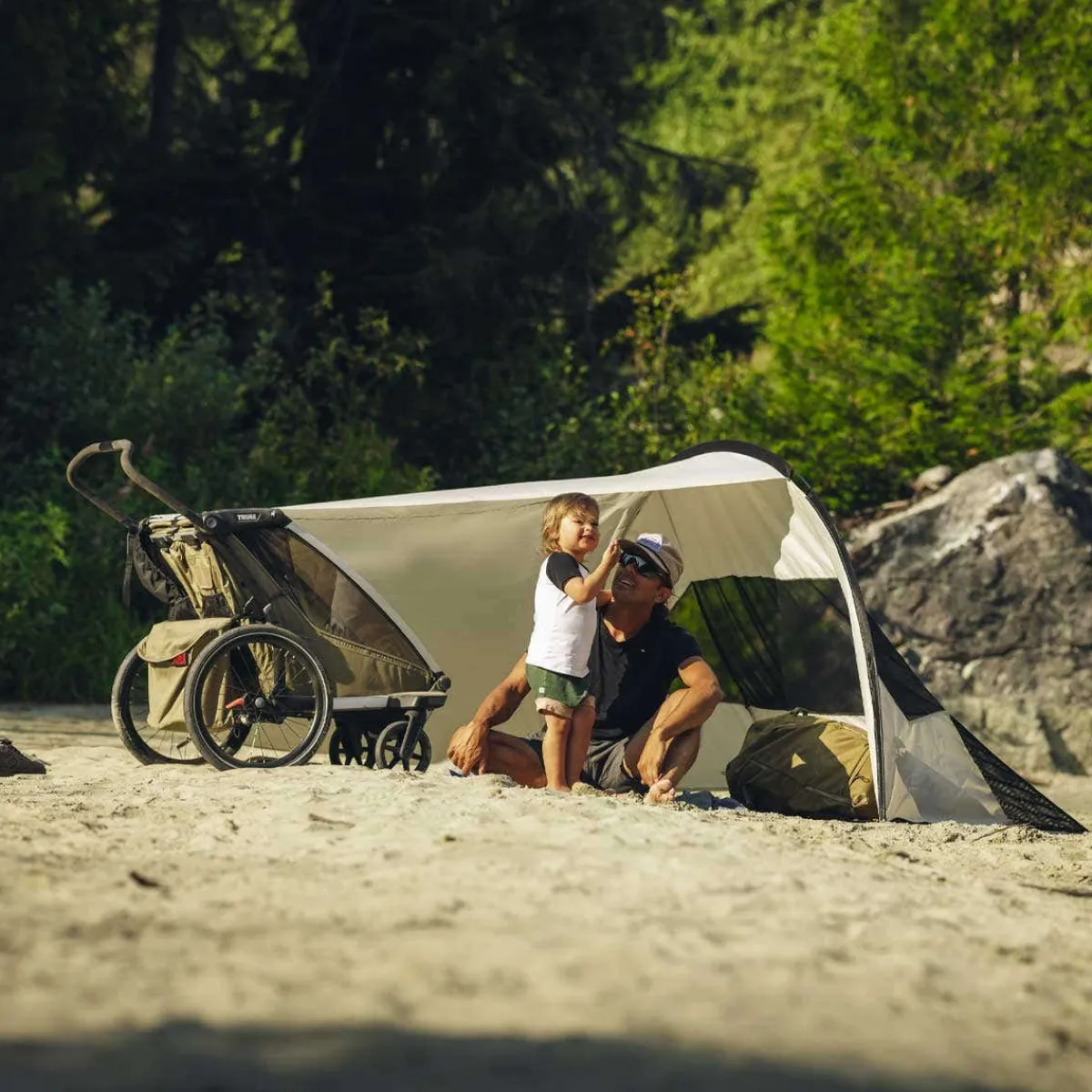 Uv Sun Protection Canopies|Stroller Accessories-Thule Sun & Wind Tarp Soft Beige