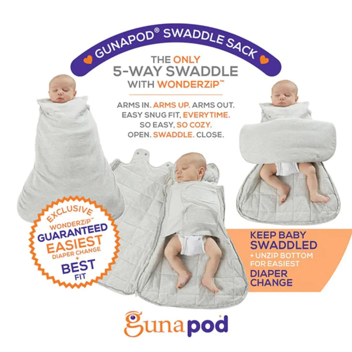 Sleep Sacks + Wraps-Gunamuna Swaddle Sleep Bag (1.0 TOG)