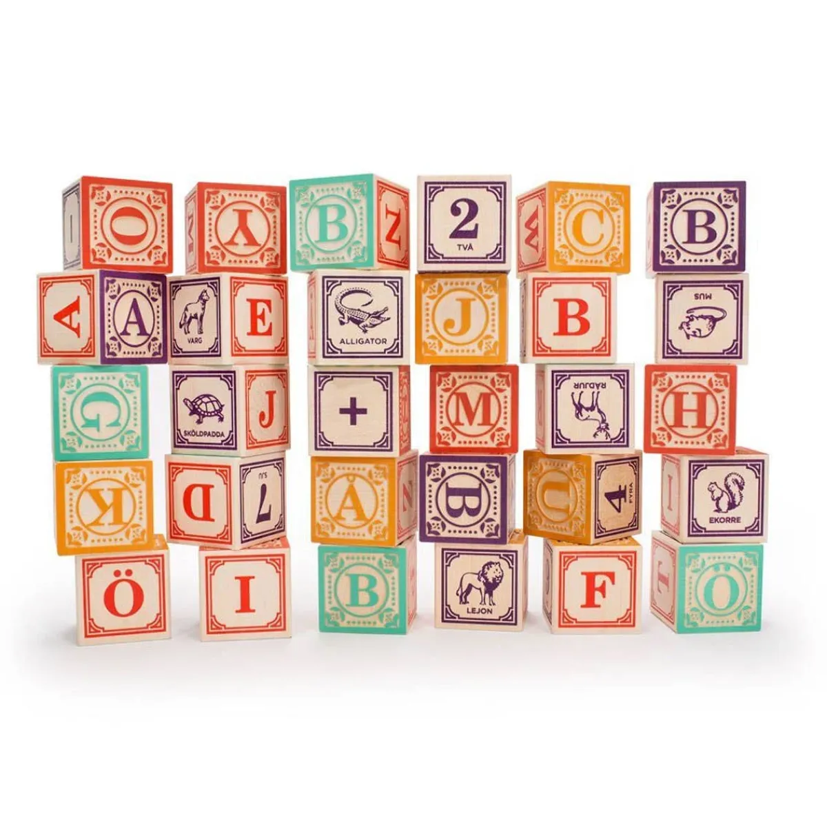 Wooden Toys|Blocks + Shape Sorters-Uncle Goose Swedish ABC Blocks