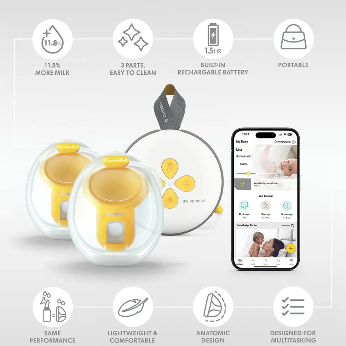 Breast Pumps + Accessories-Medela Swing Maxi Hands-Free Breast Pump