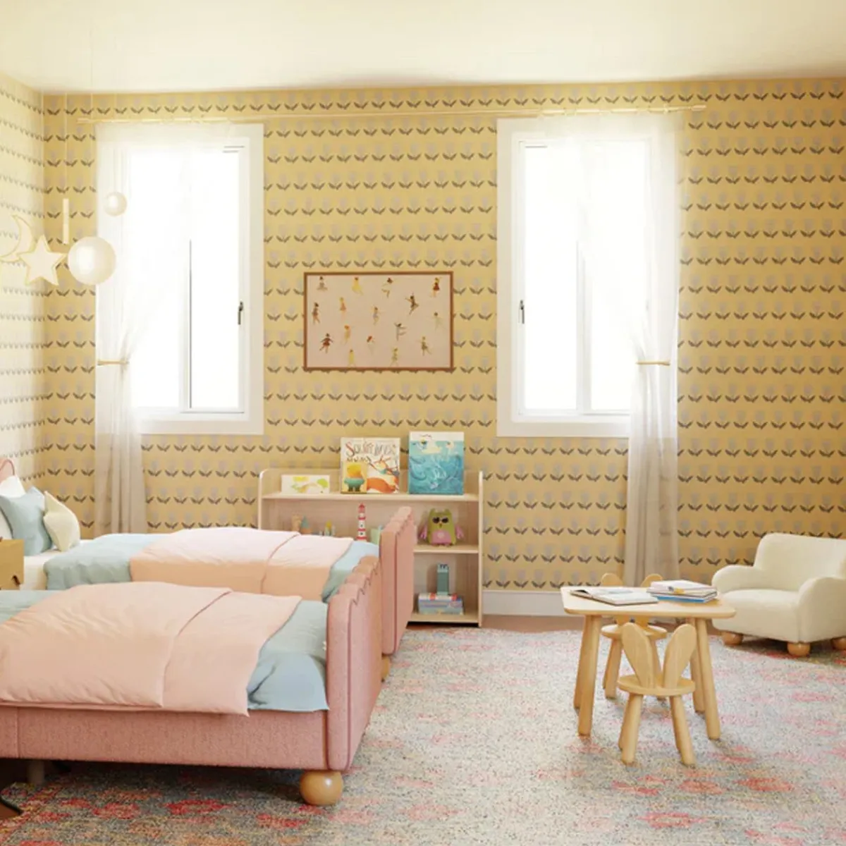 Kids Sofas + Armchairs-Babyletto Swoops Kids Chair (Boucle)