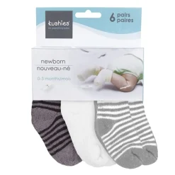 Infant Socks + Booties-Kushies Terry Newborn Socks (6 Pack)
