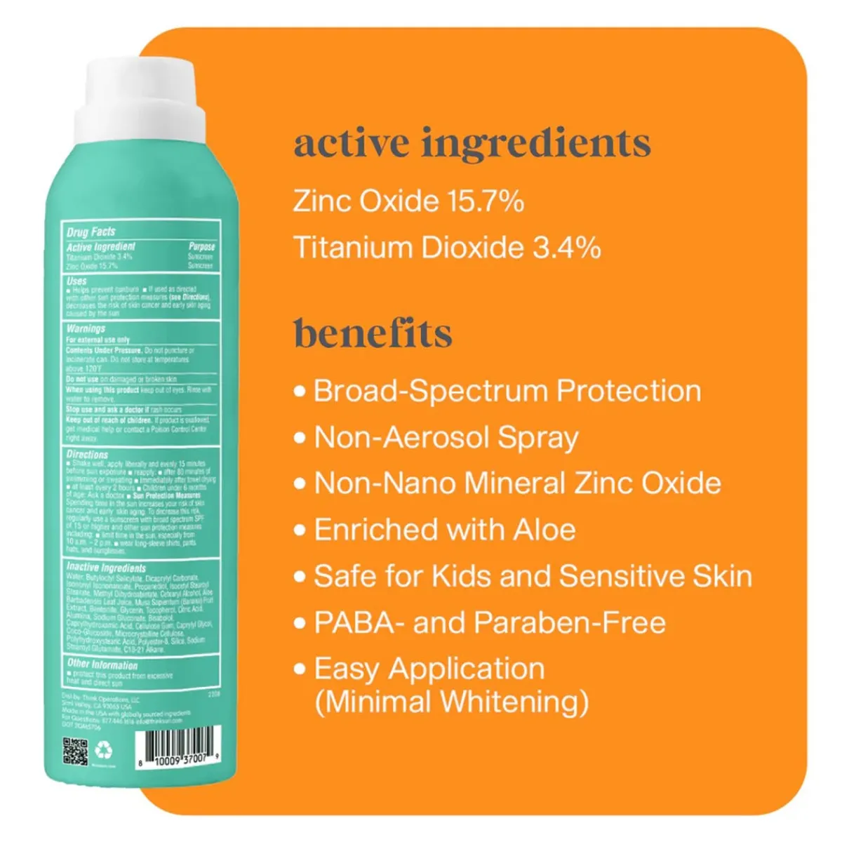 Sunscreen-Thinkbaby Thinksport Kids Clear Zinc Sunscreen