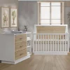 Dressers|Changer Dressers-Tulip Tito Convertible Crib & Combo Drawer - Pearl White/Natural Barn Oak