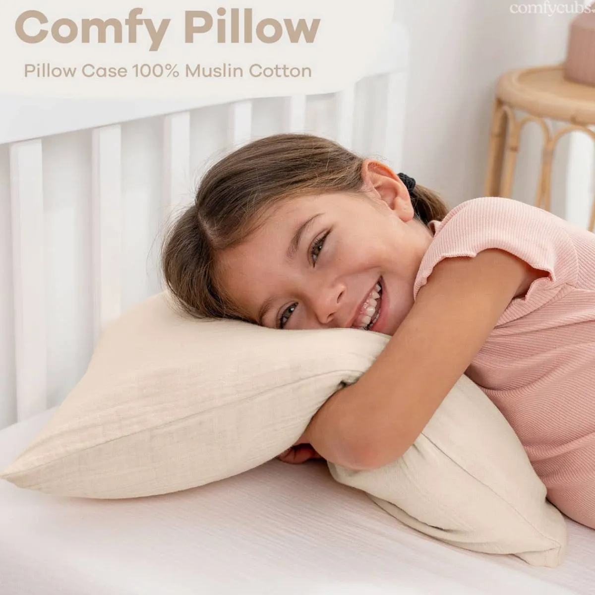 Pillows-Comfycubs Toddler Pillow with Muslin Pillow Case