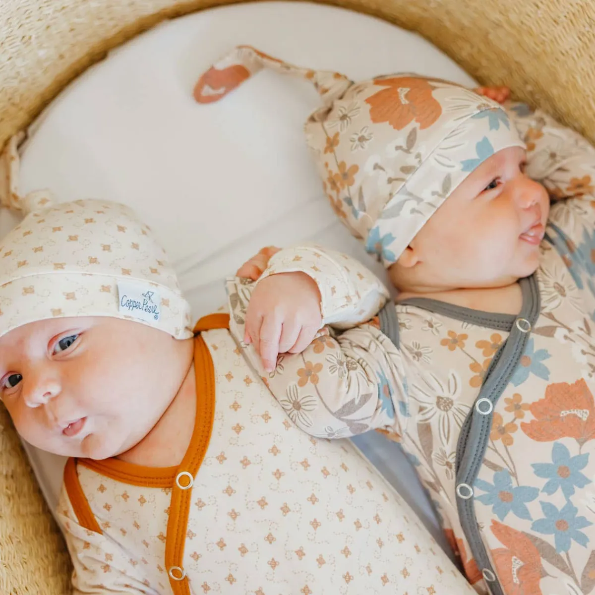 Infant Hats-Copper Pearl Top Knot Hat