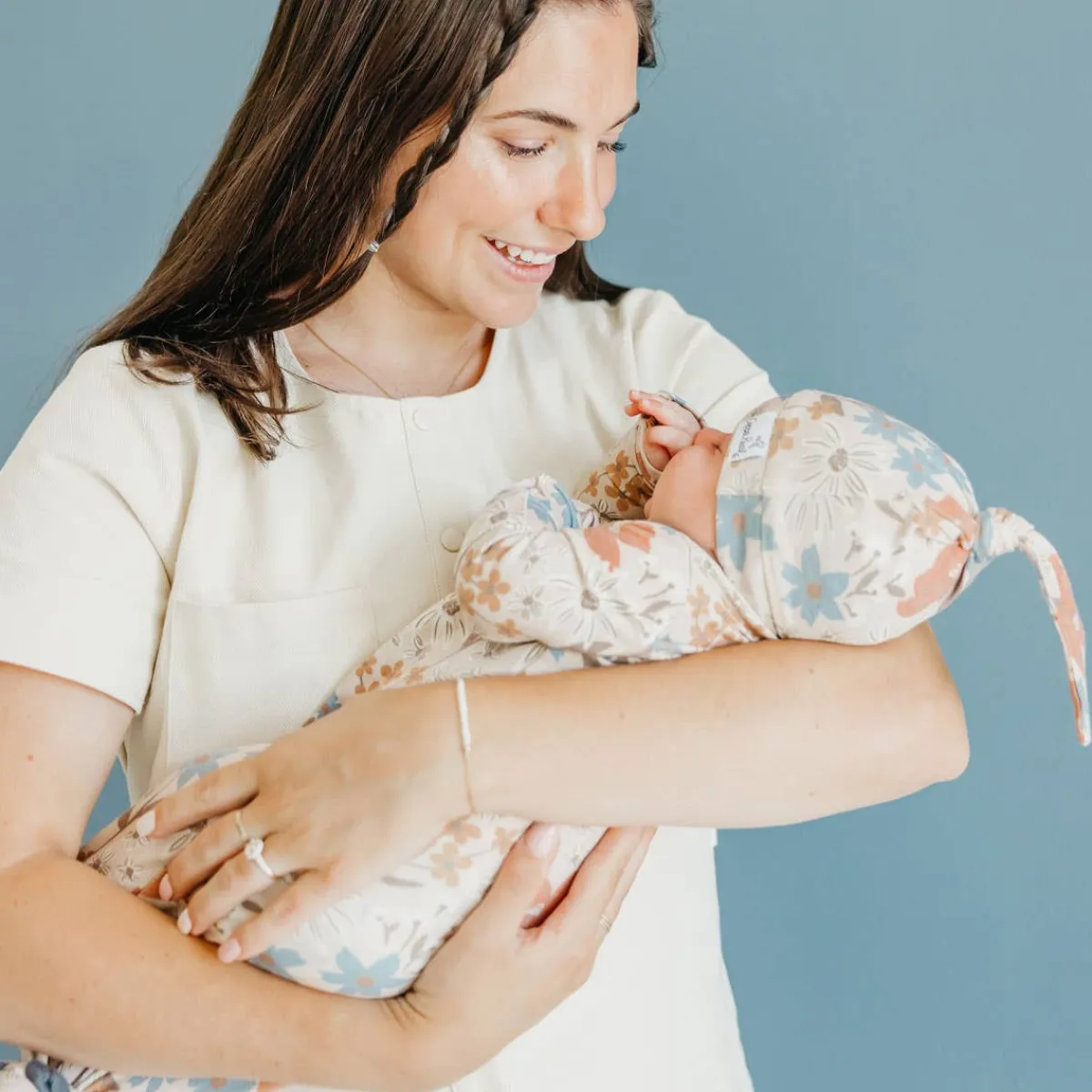 Infant Hats-Copper Pearl Top Knot Hat