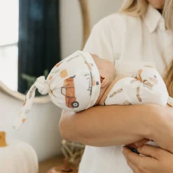 Infant Hats-Copper Pearl Top Knot Hat