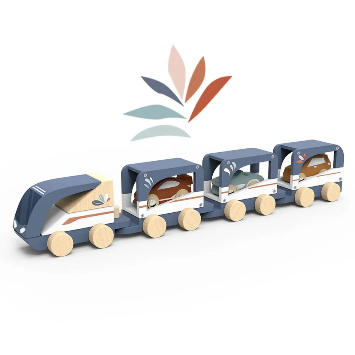 Cars + Trucks|Wooden Toys-Speedy Monkey Train Vehicle Carrier with 3 Cars