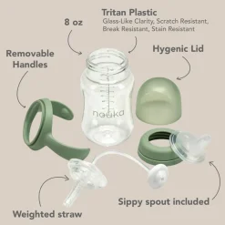 Kids Drinkware|Sippy Cups + Straw Cups-Nouka Transitional Sippy/Weighted Straw Cup
