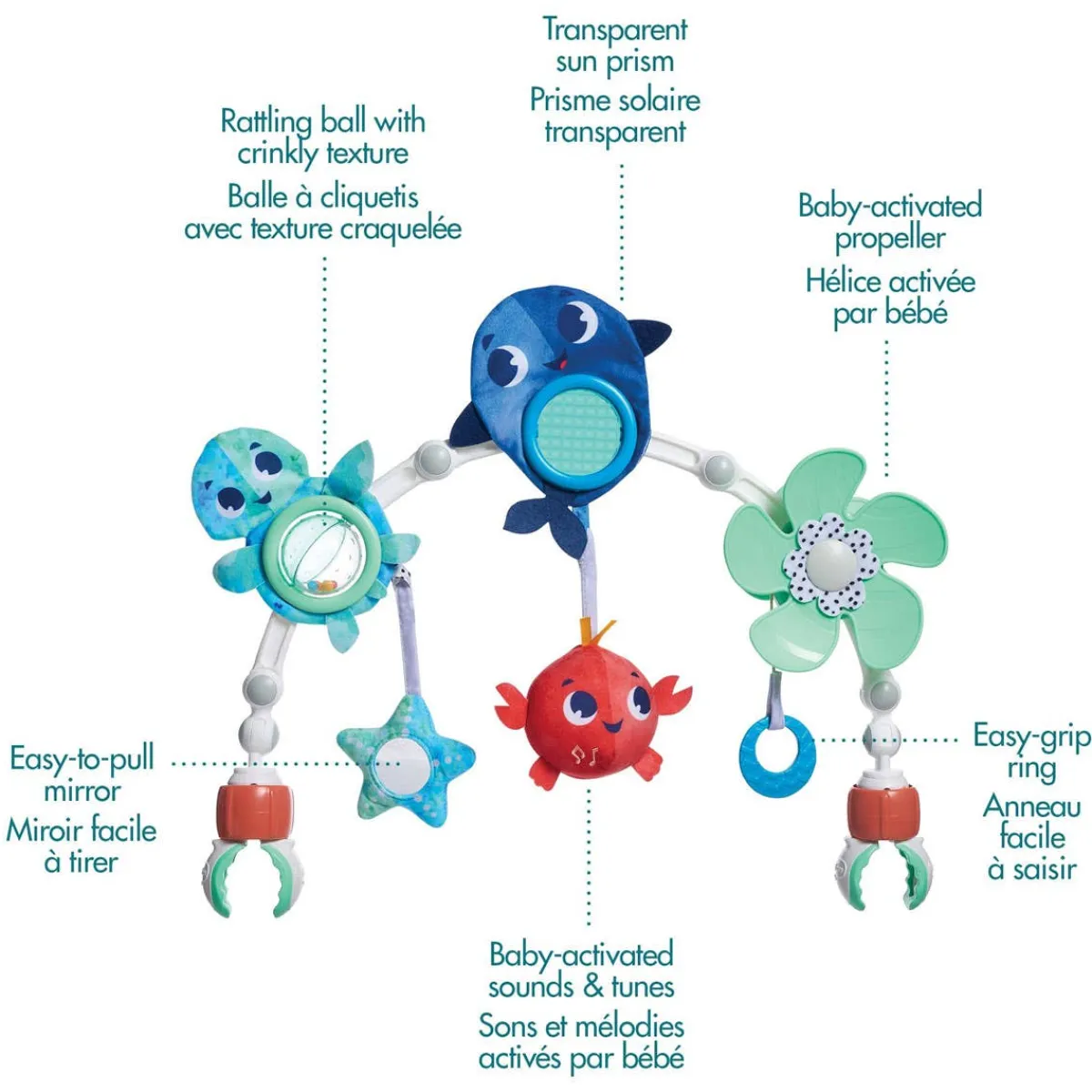 Stroller Toys-Tiny Love Treasure the Ocean Musical Nature Stroller Arch