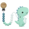 Teethers|Pacifiers + Clips-Glitter & Spice T-Rex Teether with Clip