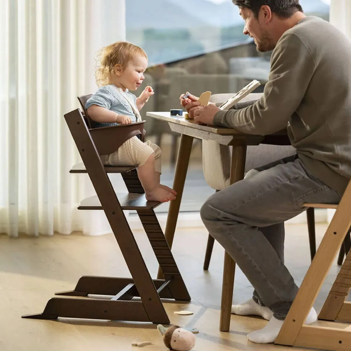 High Chairs & Boosters-Stokke Tripp Trapp® High Chair² with Newborn Set (Oak) Warm Brown