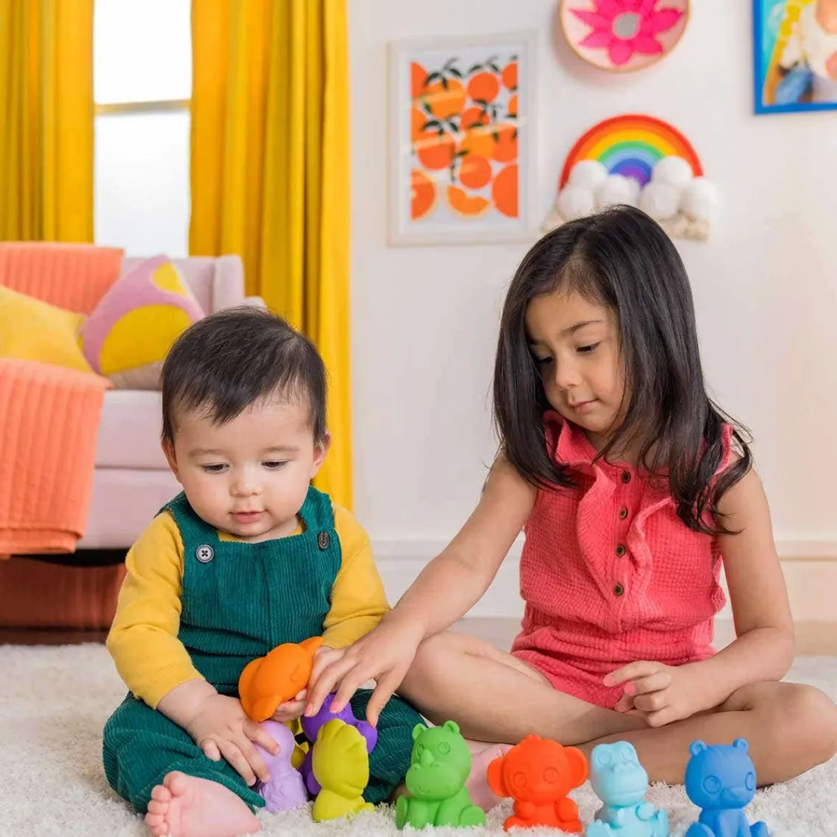 Play + Learn Toys|Grasping Toys-Bright Starts TropicAnimals 9 Take-Along Friends
