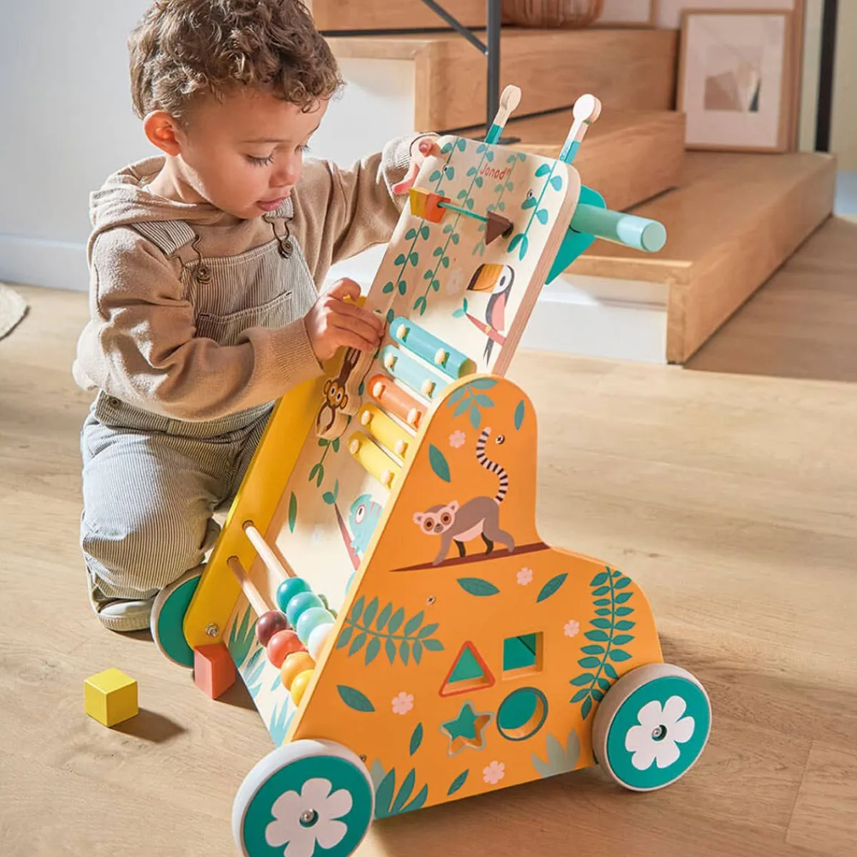 Wooden Toys|Baby Walkers-Janod Tropik Multi-Activity Trolley