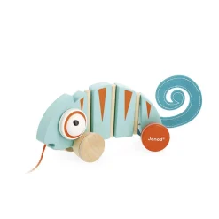 Wooden Toys|Pull Toys-Janod Tropik Pull-Along Chameleon