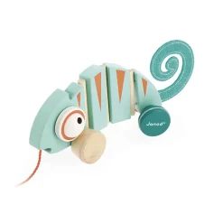 Wooden Toys|Pull Toys-Janod Tropik Pull-Along Chameleon