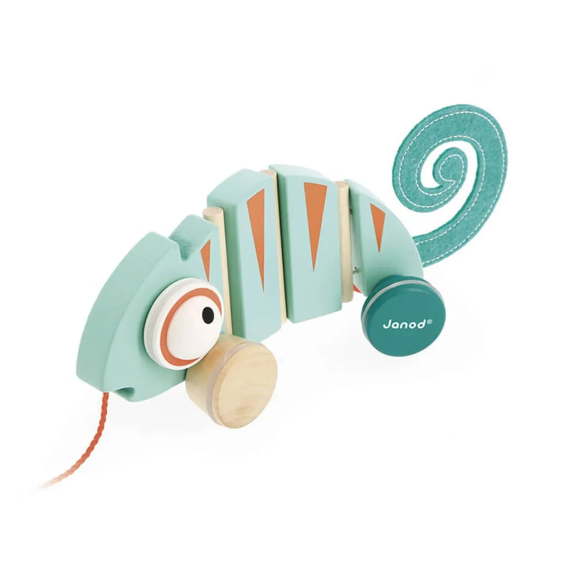Wooden Toys|Pull Toys-Janod Tropik Pull-Along Chameleon