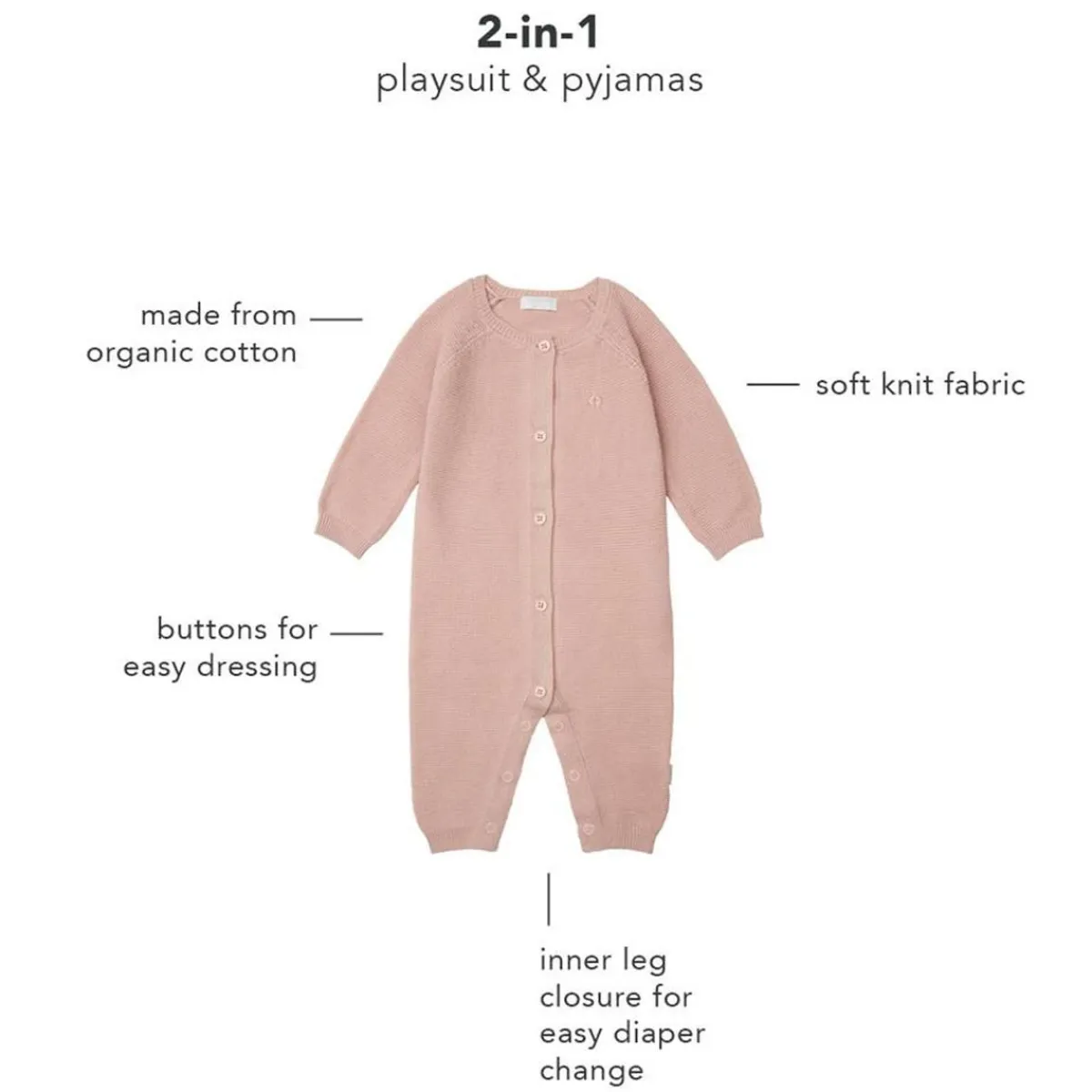 Rompers|Onesies-Noppies U Playsuit Knit Monrovia Rose Smoke