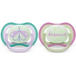 Pacifiers + Clips-Philips Avent Ultra Air Night Pacifier 0-6M (2 Pack)