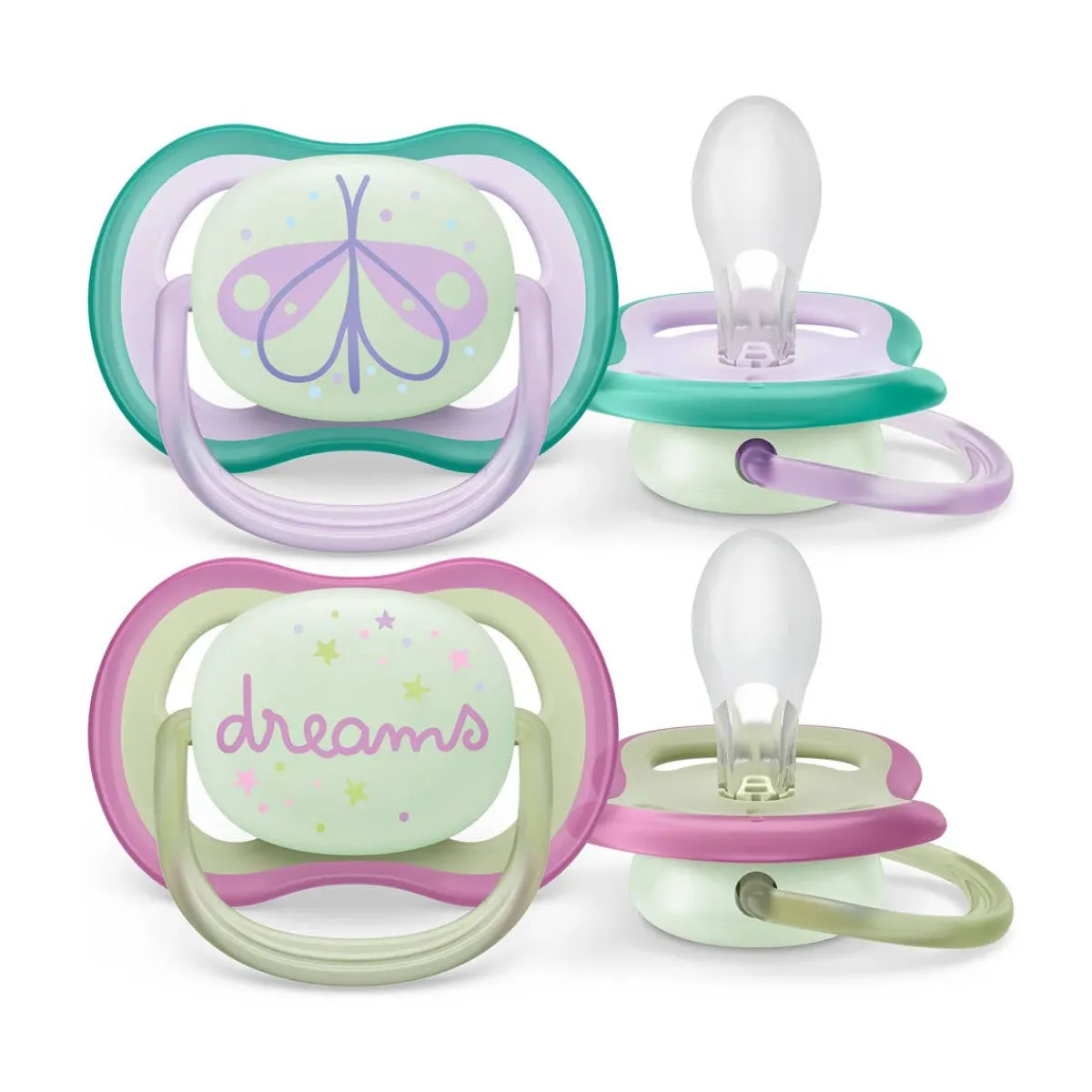 Pacifiers + Clips-Philips Avent Ultra Air Night Pacifier 0-6M (2 Pack)