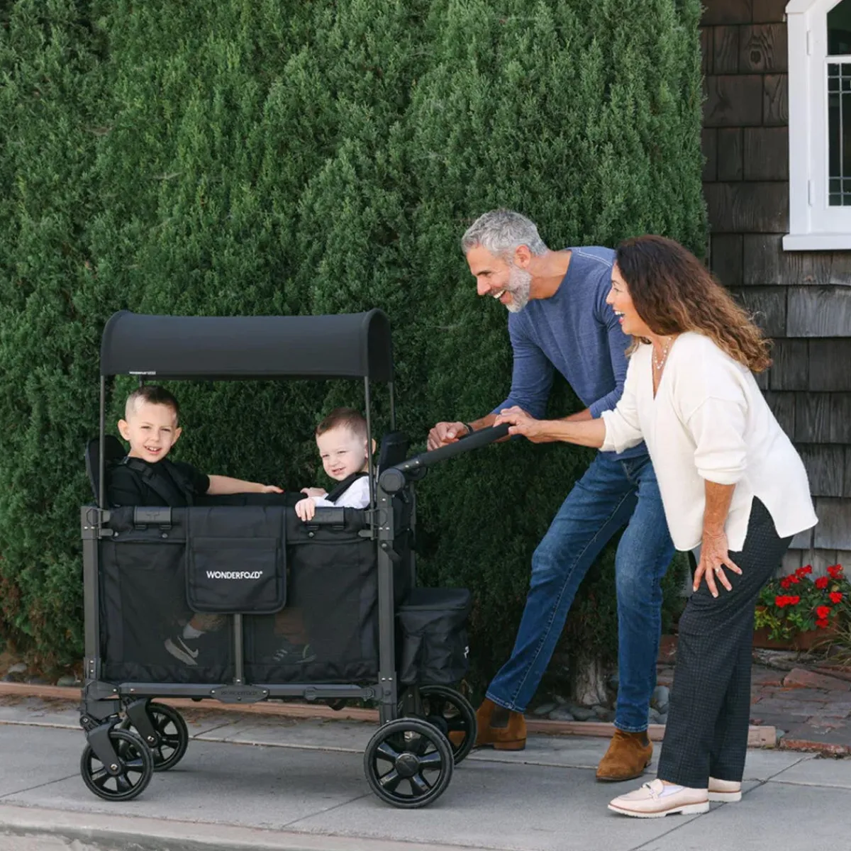Wagons-WonderFold W2 Elite Pro Stroller Wagon Jet Black