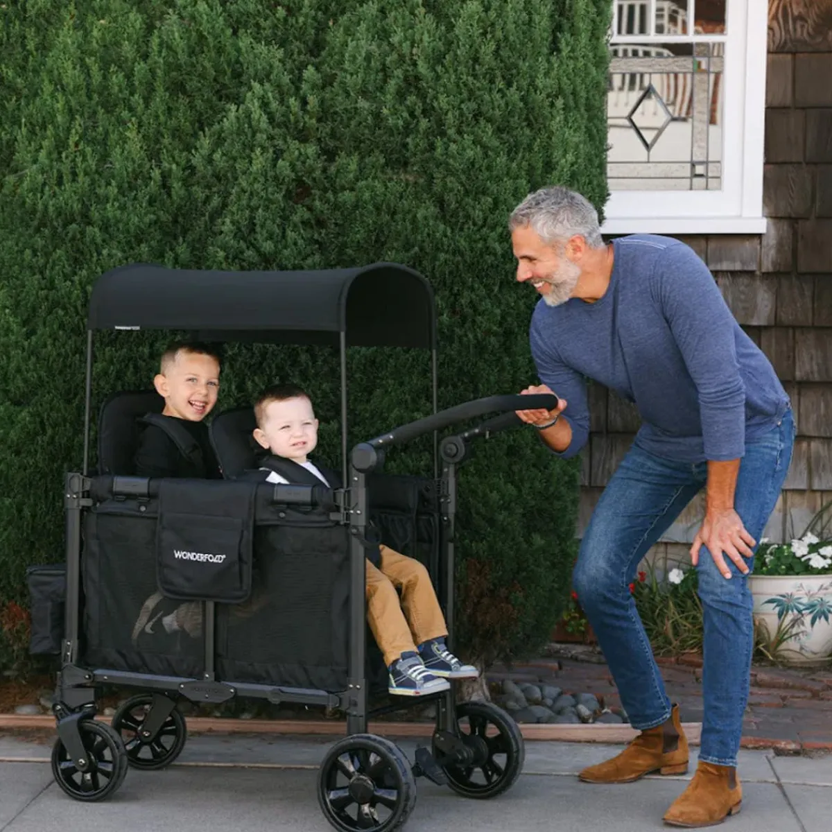 Wagons-WonderFold W2 Elite Pro Stroller Wagon Jet Black