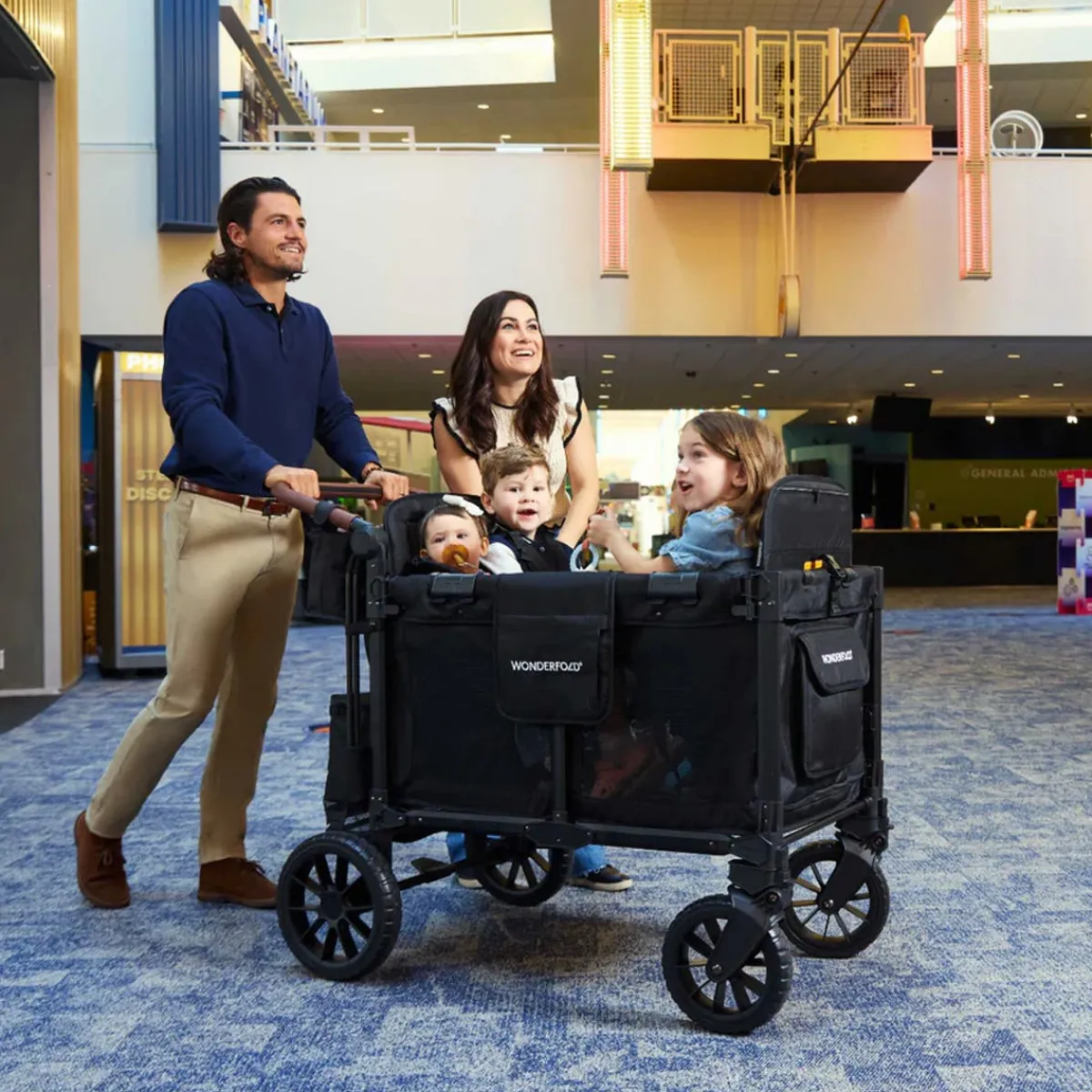 Wagons-WonderFold W4 Luxe Pro Stroller Wagon Jet Black