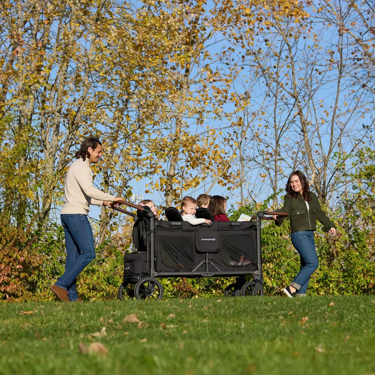Wagons-WonderFold W6 Luxe Pro Stroller Wagon Jet Black