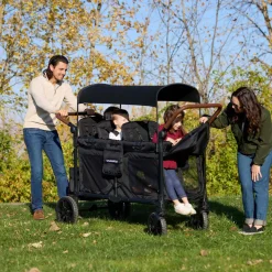 Wagons-WonderFold W6 Luxe Pro Stroller Wagon Jet Black