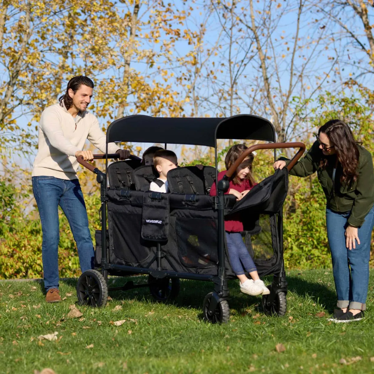 Wagons-WonderFold W6 Luxe Pro Stroller Wagon Jet Black