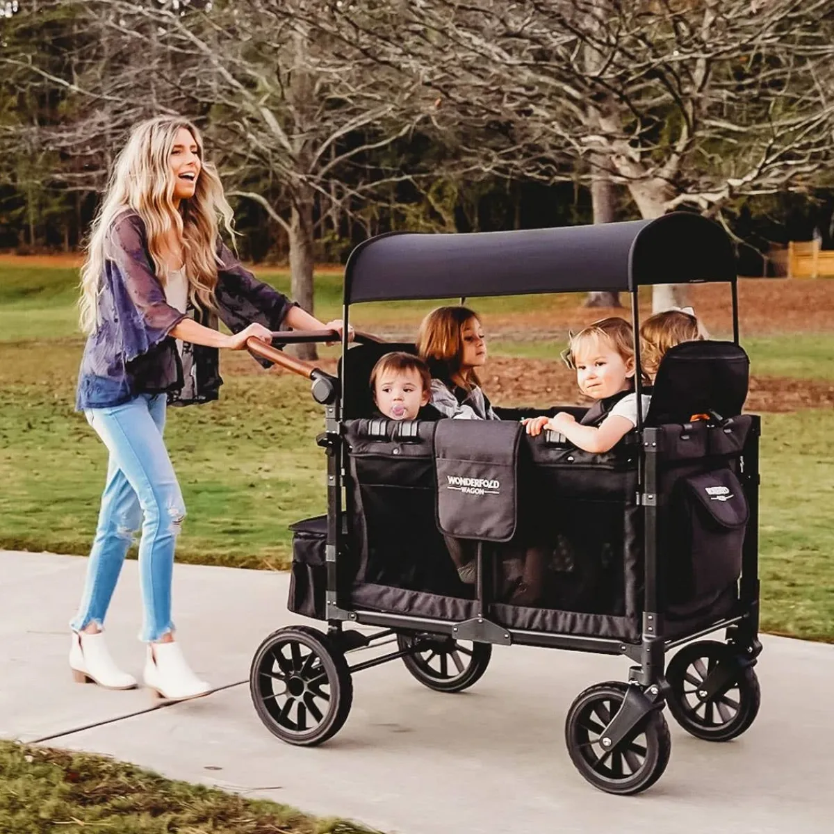 Wagons-WonderFold W4 Luxe Quad Stroller Wagon