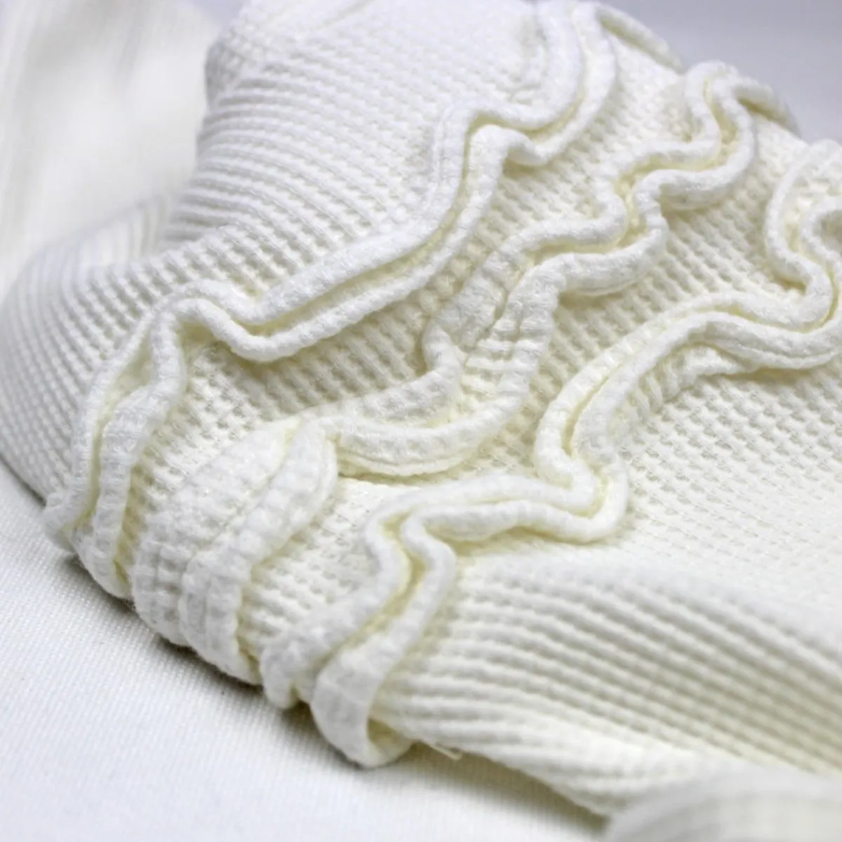 Onesies|Sleepers-Simple Waffle Knit Ruffle Sleeper