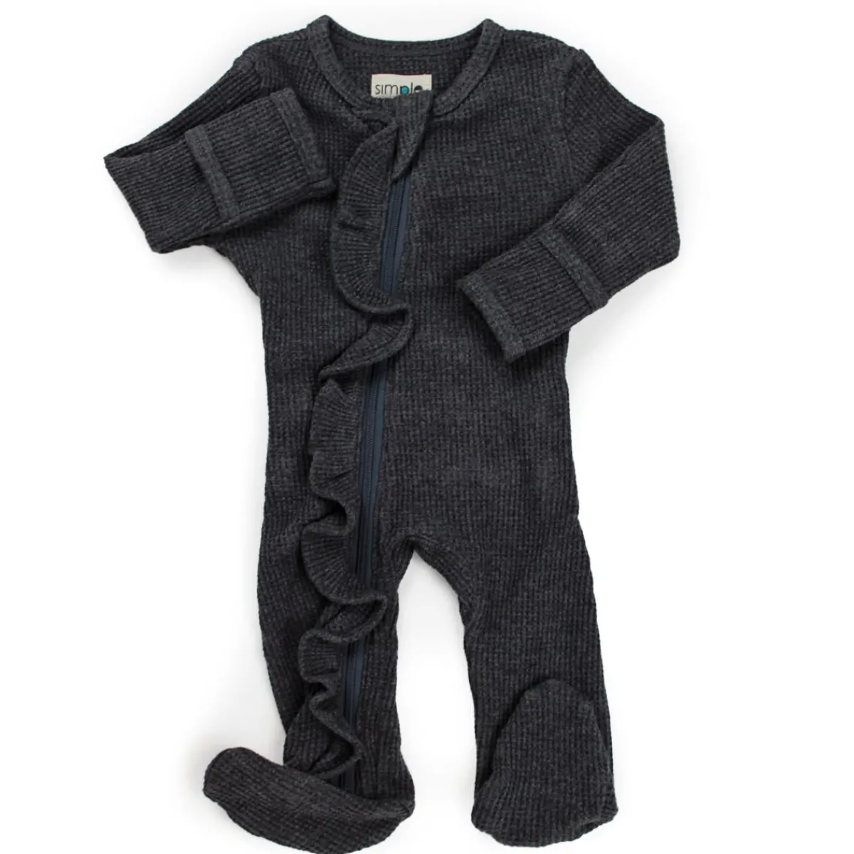 Onesies|Sleepers-Simple Waffle Knit Ruffle Sleeper