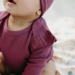 Onesies|Sleepers-LouLou Lollipop Waffle Ruffle Long Sleeve Bodysuit