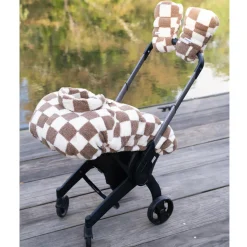 Stroller Accessories-7AM Enfant WarmMuffs 212 (Berber) Checker Tan