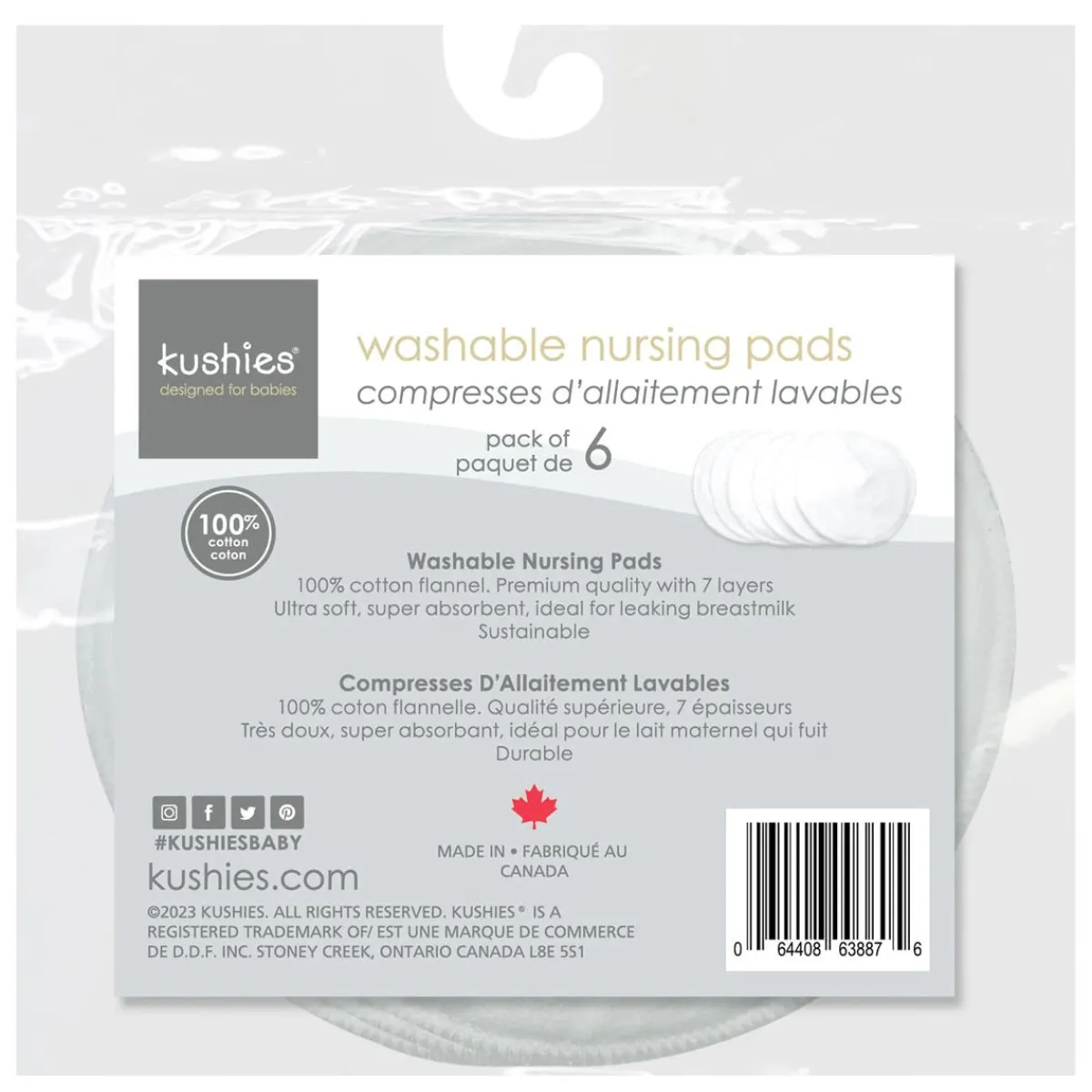 Nursing Pads-Kushies Washable Flannel Nursing Pads (6 Pack)