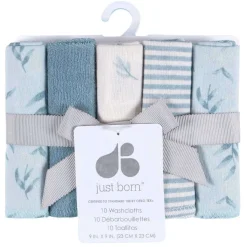 Towels + Cloths-Just Born Washcloth (10 Pack)