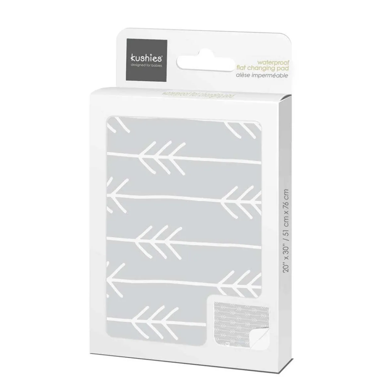 Changing Pads + Covers-Kushies Waterproof Flat Changing Pad Flannel (Grey)