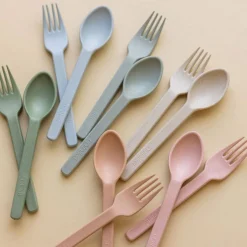 Kids Utensils|Toddler Training Utensils-Minika Wheat Straw Utensil Set