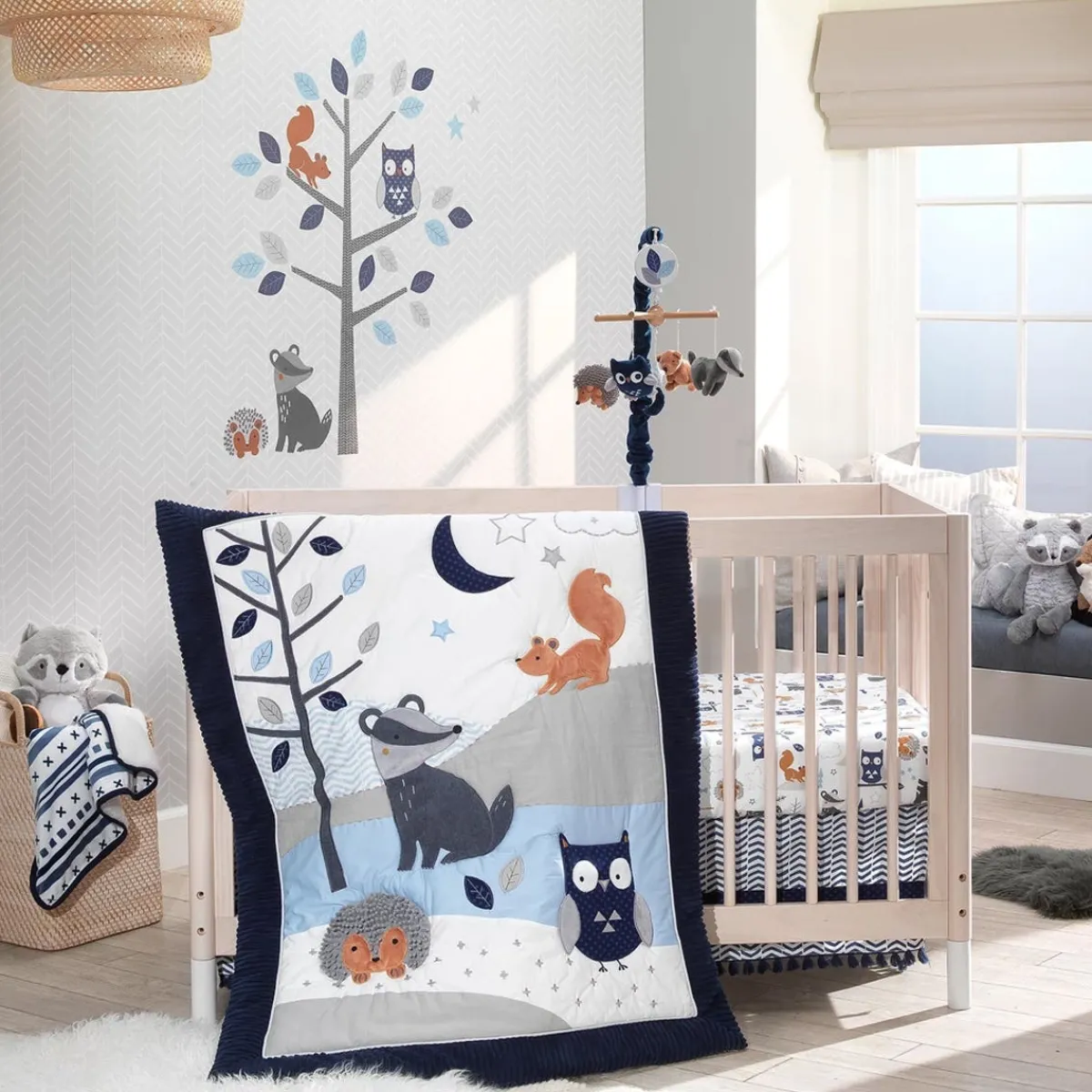 Crib Bedding Sets-Lambs & Ivy Whimsical Woods 3 Piece Crib Set