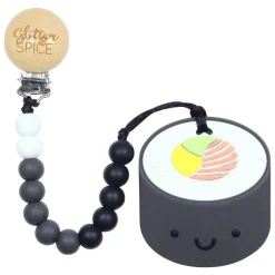 Teethers|Pacifiers + Clips-Glitter & Spice Whistle & Flute Sushi Teether with Clip