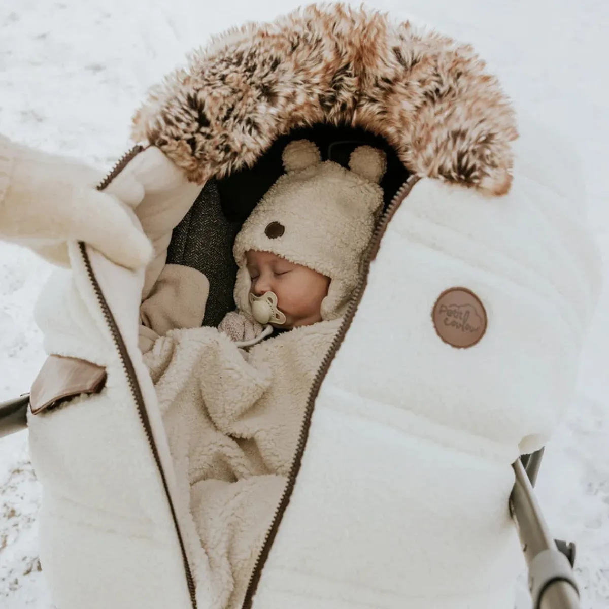 Car Seat Accessories-Petit Coulou Winter Car Seat Cover (Sherpa Jasper)