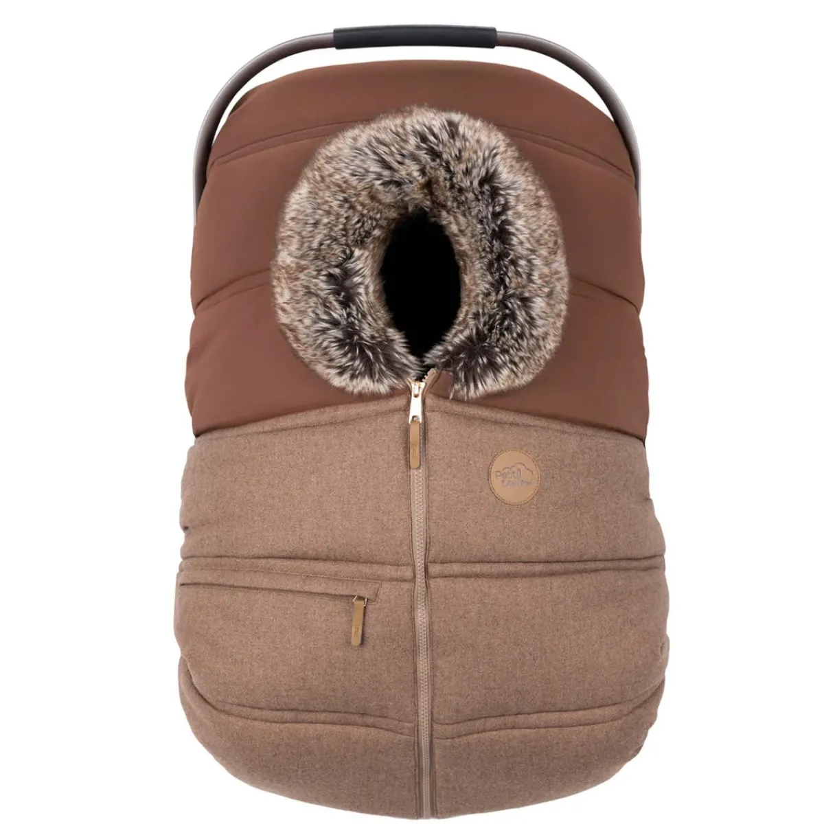 Car Seat Accessories-Petit Coulou Winter Car Seat Cover (Wool Choco-Caramel)