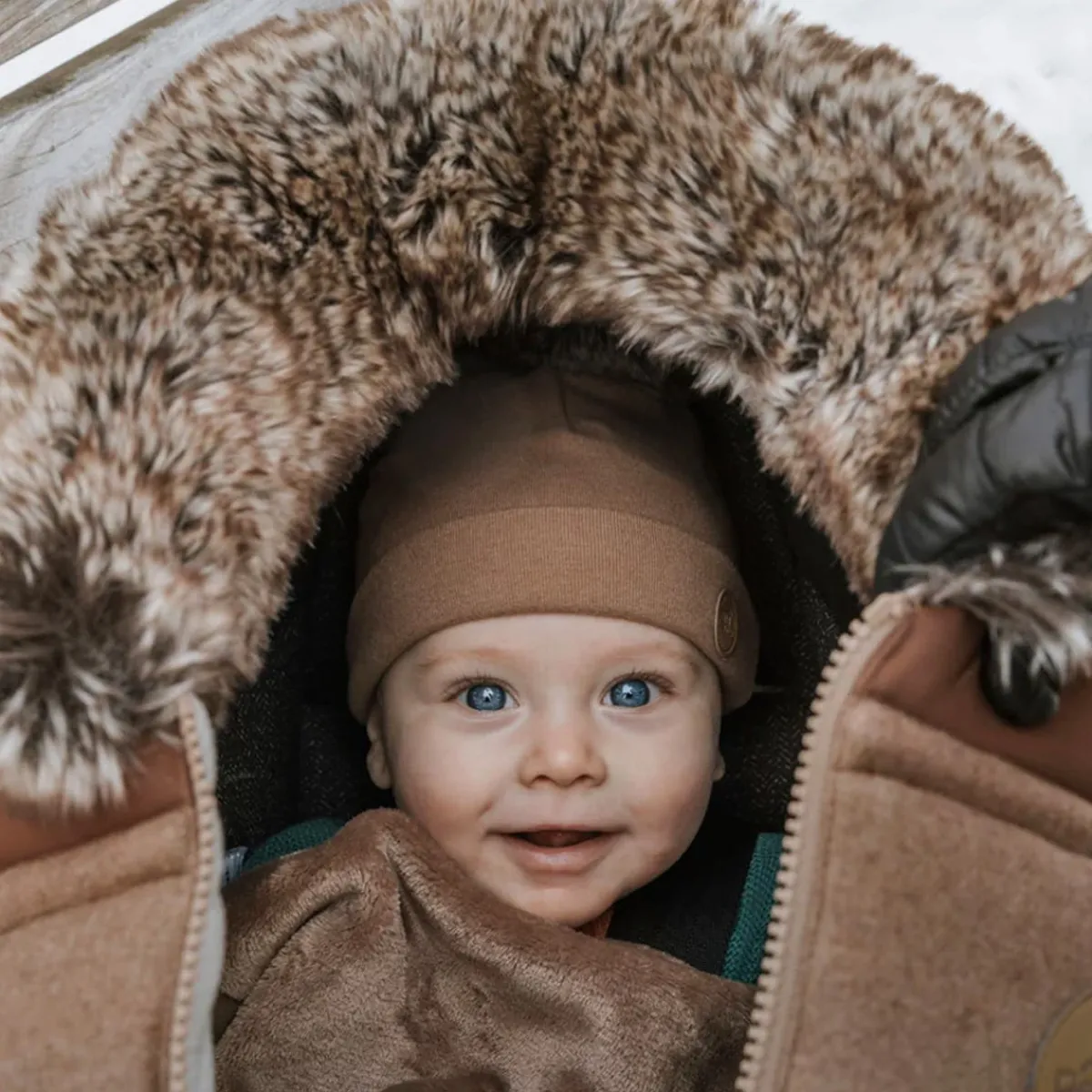 Car Seat Accessories-Petit Coulou Winter Car Seat Cover (Wool Choco-Caramel)