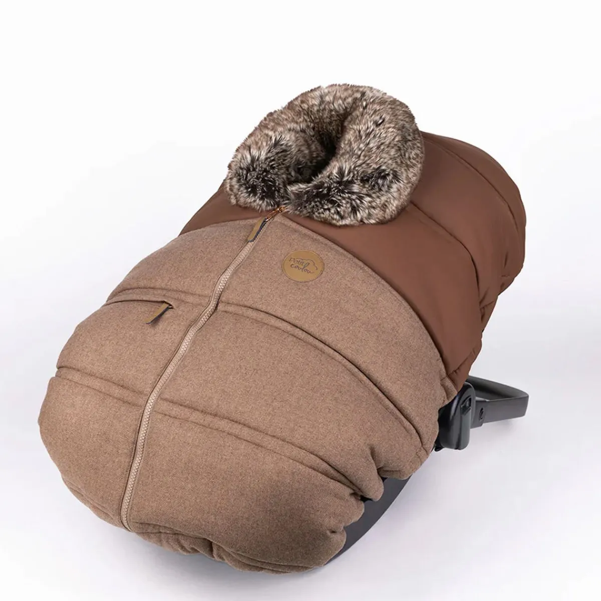 Car Seat Accessories-Petit Coulou Winter Car Seat Cover (Wool Choco-Caramel)