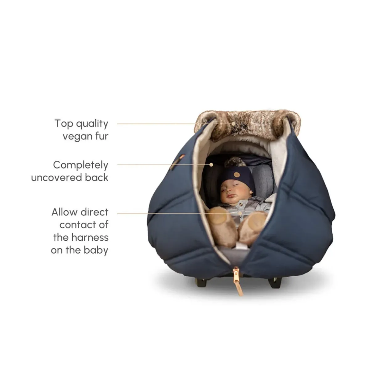 Car Seat Accessories-Petit Coulou Winter Car Seat Cover (Wool Choco-Caramel)